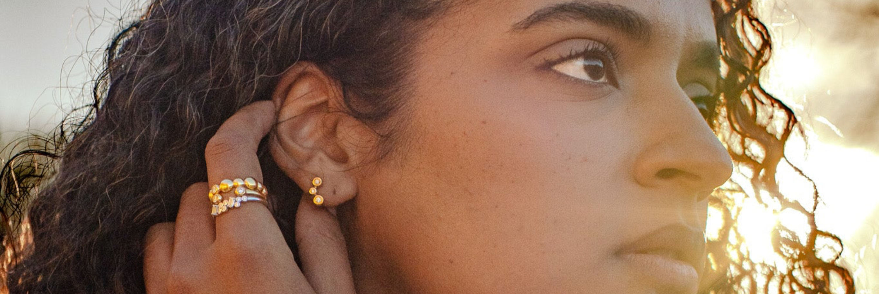 LANDS unisex spirit collection with stackable natural diamonds that glow set in modern electrum for the visionary