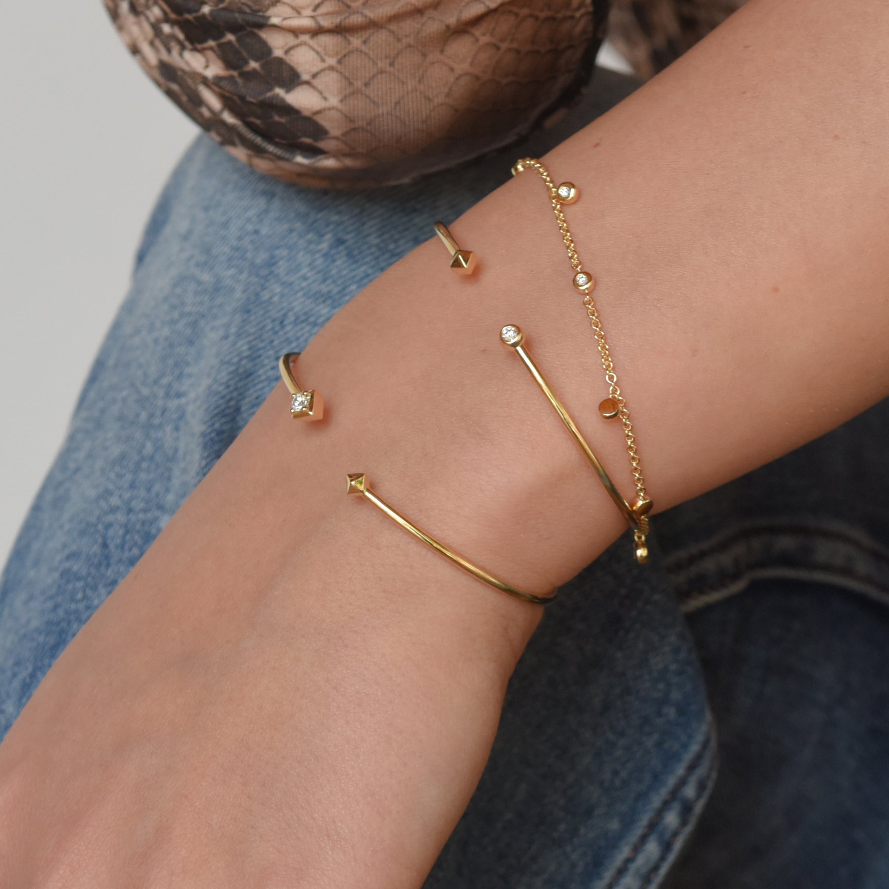 earth origin earth ascent and spirit summit diamond bracelets from Ekati and gaucho kué in gold modern electrum