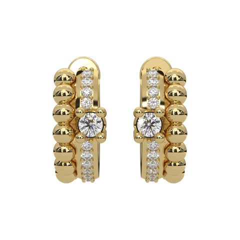 Spirit Earrings Peak fluorescent diamond hoop earrings with round natural diamonds that glow set in modern electrum