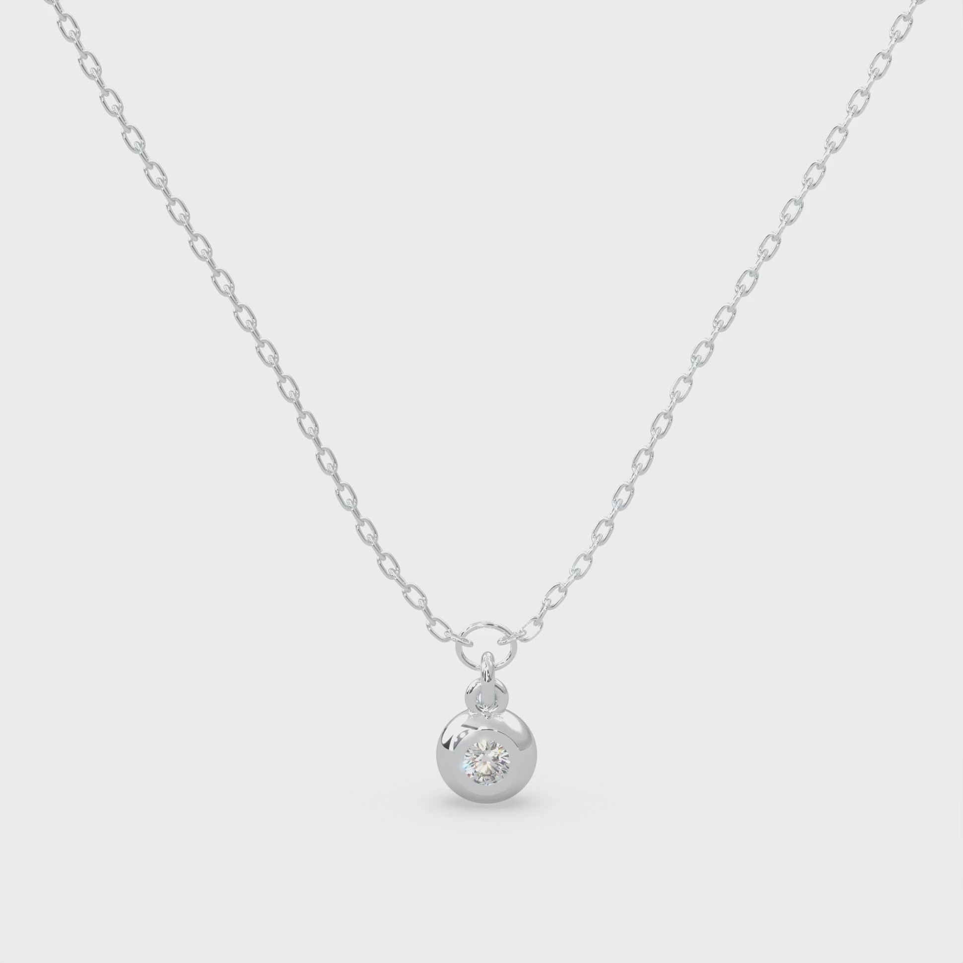 White Modern Electrum Jewelry. Solitaire fluorescent diamond necklace with Diamonds that glow on adjustable chain from Spirit Collection.