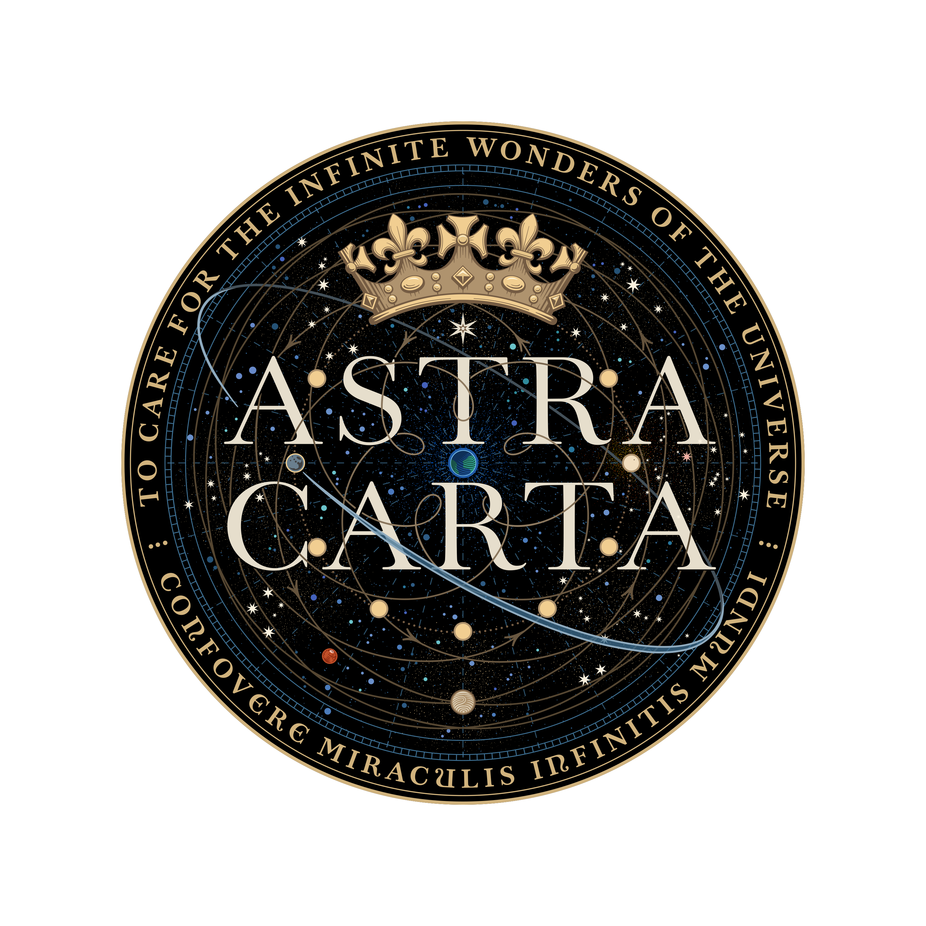 Astra Carta Seal PNG transparent background for King Charles set in Modern Electrum